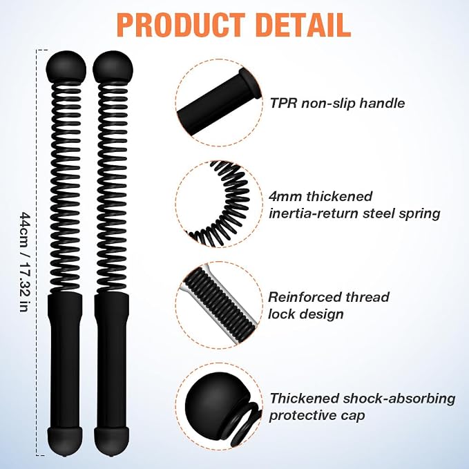2PCS Ropeless Battle Ropes, Weighted Cordless Battle Ropes for Home Gym, Portable Silent Workout Rope Fitness Equipment for Full Body Toning, Low-Impact Workout, Strength & HIIT, Black