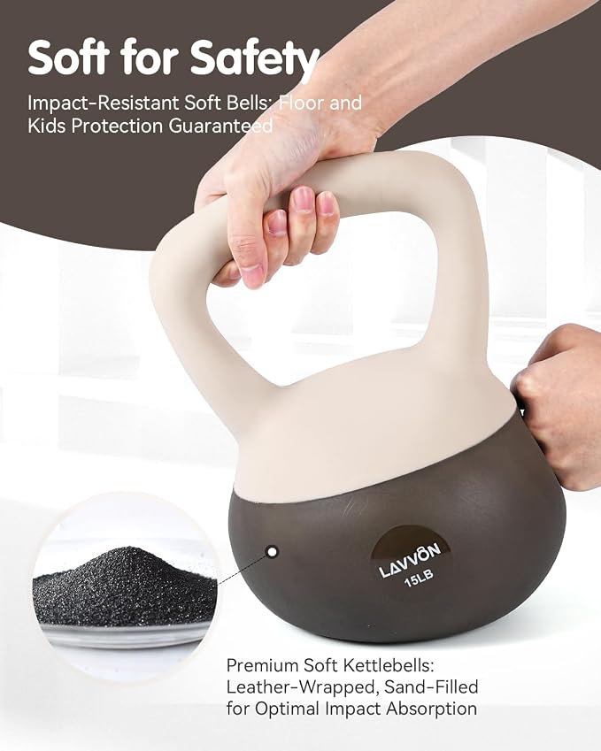 Soft Kettlebell - Cushioned Impact-Resistant Base and Anti-Slip | Kettle bell Anti-Slip Grip Weight for Home Workouts, Safe Strength Training Kettlebells Sets for Women& Men - Non-Slip Gloves