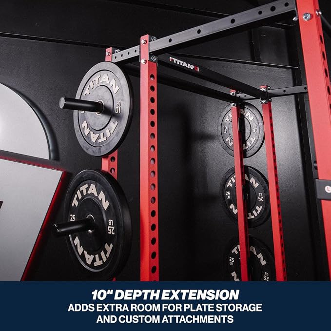 Titan Fitness T-2 Series Power Rack Extension Kit, 12-Gauge Steel Uprights, Bolt-Together Rack Expansion for Home Gym with Weight Plate Holders