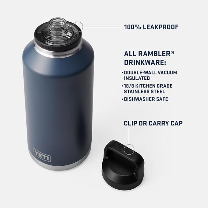 YETI Rambler 64 oz Bottle, Vacuum Insulated, Leakproof, Stainless Steel with Chug Cap, Olive/King Crab Orange