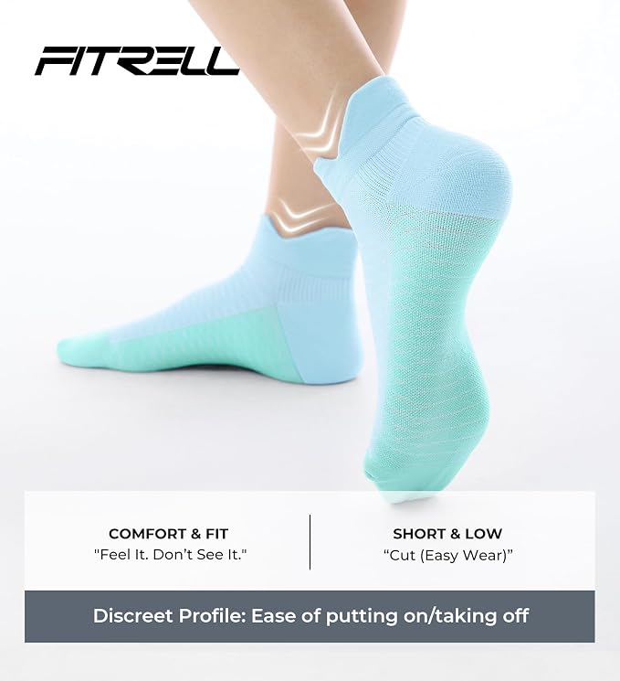 FITRELL Ankle Compression Socks for Women & Men - 5/6 Pairs Cushioned Arch Support Running Socks, Plantar Fasciitis Relief