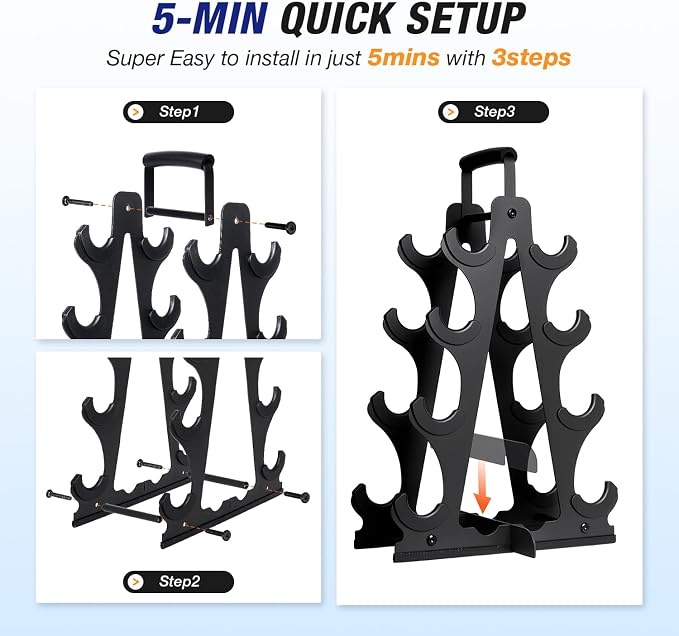 Ghosthorn Tiered A-Frame Dumbbell Rack Stand for Home Gym Space Saving | Heavy Duty Weight Storage Racks for Home Gym,Stable Space Saving Small Dumbbell Rack Hold 4/5 Pairs of Dumbbells (Rack Only)