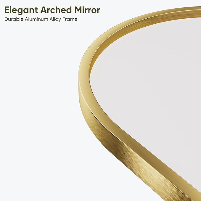 Full Length Mirror, 59"x18" Arched Full Body Mirror, Floor Mirrors with Stand, Body Mirrors Standing Hanging Leaning Against Wall,Aluminum Frame Mirrors for Bedroom Cloakroom,Living Room,Gold