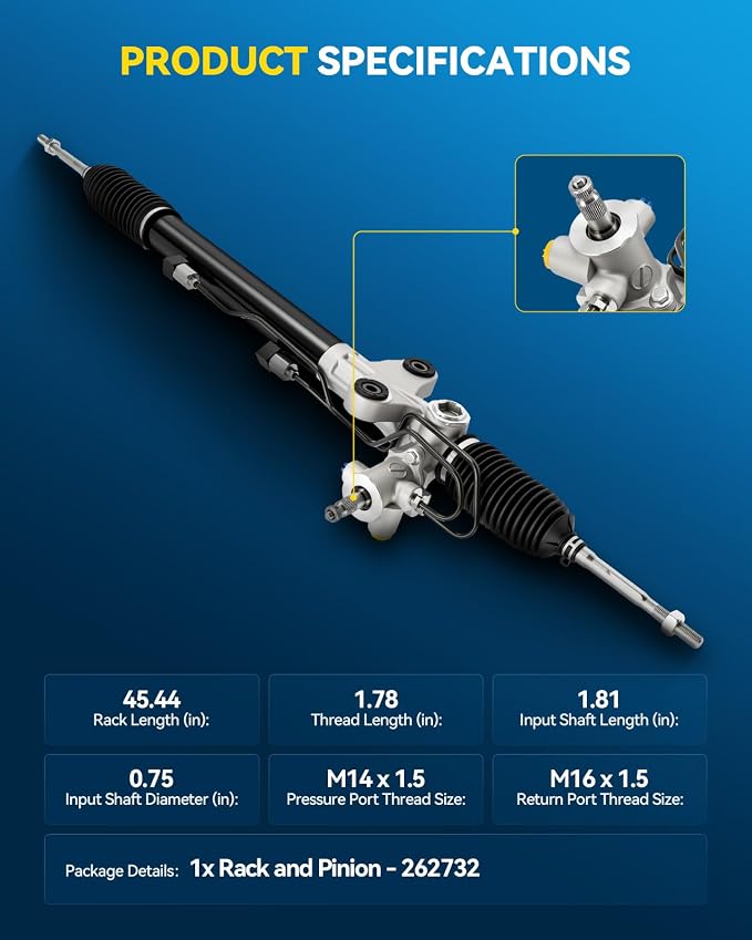 PHILTOP Power Steering Rack and Pinion Assembly for 2007-2013 MDX | Replace No.262732, 53010STXA01, 53601STXA02, 53601STXA01