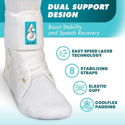 Med Spec ASO Speed Lacer Ankle Stabilizer Brace Sprain Support White XL | Orthopedic Speed Lacing Ankle Brace for Men, Women, Teens, And Kids, Bilateral, Workouts, Everyday Ankle Protection. 223606