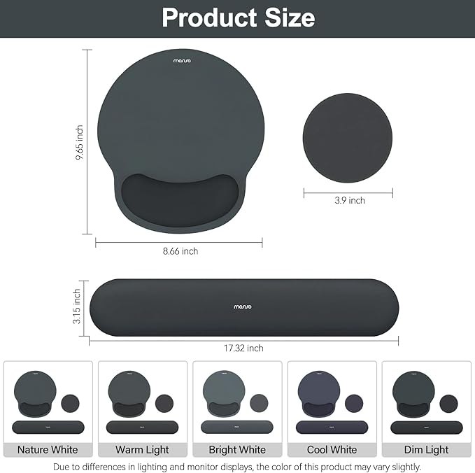 MOSISO Wrist Rest Support for Mouse Pad&Keyboard Set, Slate Gray | Circle Curved Ergonomic Mousepad Non-Slip Base Home/Office Pain Relief&Easy Typing Pad with Soft Cloth&Silicone Lining