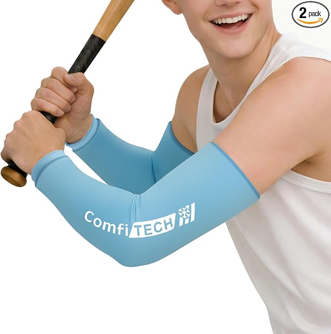 ComfiTECH Youth Full Arm Elbow Ice Pack Wrap, Tennis Cold Sleeve, Large | Flexible Gel Ice Sleeve for Teen Golfers Arm, Pitchers Throwing Recovery, Reusable Brace for Forearm Wrist Muscle Discomfort