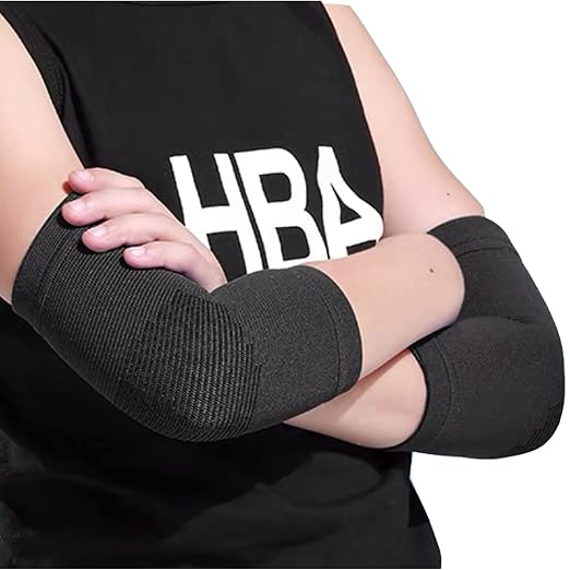Kids Arm Guard,Compression Elbow Pads,Children Elbow Sleeves,Elbow Protection for Cycling Sports Basketball Volleyball(1 Pair) (Black)