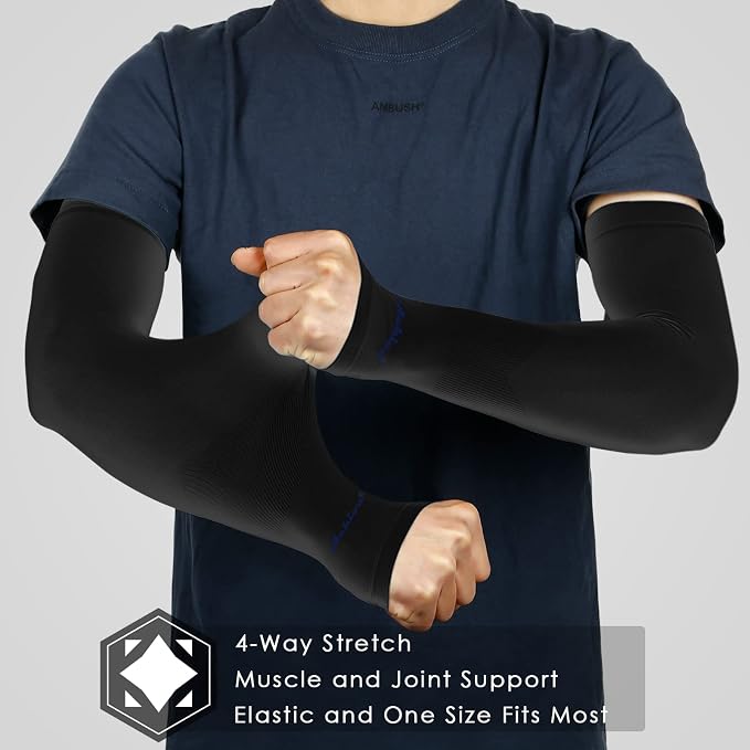Achiou Arm Sleeves for Men Women, Sun Sleeves UV Protection Cooling Sports | Compression,Tattoo Sleeve Cover, Thumb Hole Design,Tattoo Cover Up, UPF 50+, Versatile Use for Basketball Football Volleyball
