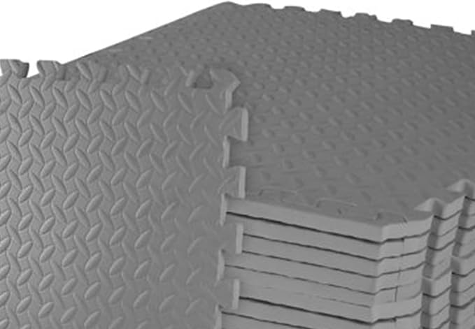 BalanceFrom Puzzle Exercise Mat 3/4" Thick, EVA Interlocking Foam Floor Tiles for Home Gym, Mat for Home Workout Equipment, Floor Padding for Kids, Gray, 24 in x 24 in x 3/4 in, 96 Sq Ft - 24 Tiles | Tiles for Home Gym, Mat for Home Workout Equipment, ...