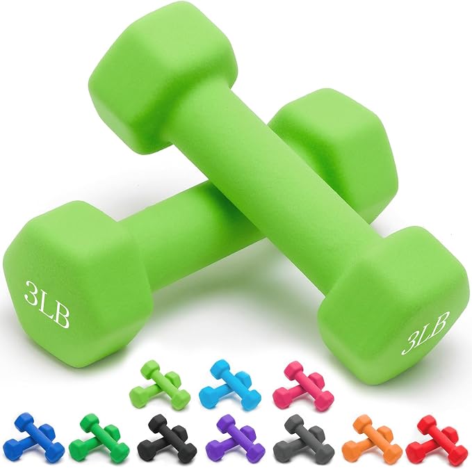 Portzon 8 Colors Options Compatible with Set of 2 Rubber Dumbbell Weight, 5-50 LB, Anti-Slip, Anti-roll, Hex Shape