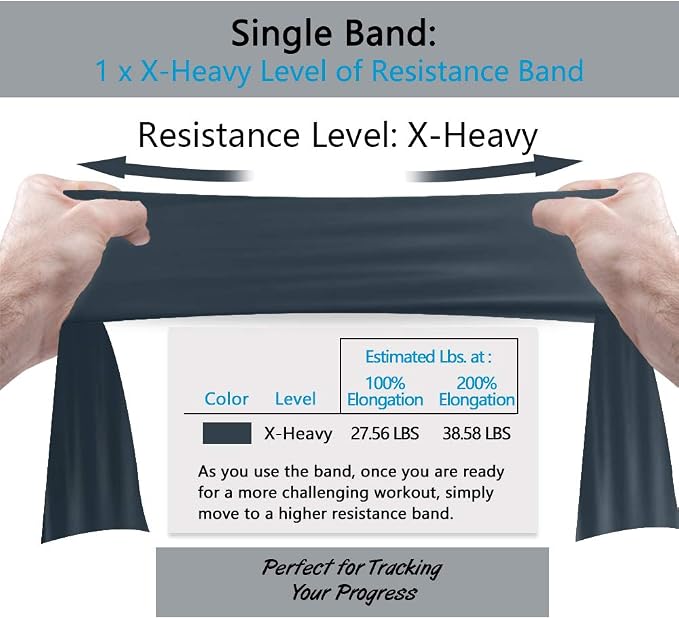 A AZURELIFE Professional Individual Exercise Resistance Bands, Single 5, 6,7 Ft or 8 Yards Elastic Bands, Non-Latex Stretch Bands for PT, Yoga, Pilates, Rehab, at-Home or The Gym Workouts