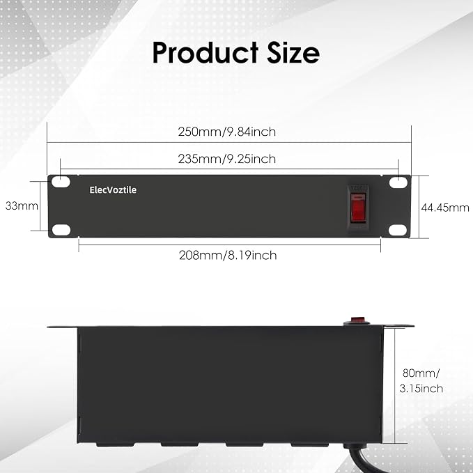10 inch Rack PDU, 4 Rear Outlets, Surge Protected, Metal Case | Heavy Duty, 15A Overload Switch, 1U RackMount, Rear Power Cord, Fits 10-inch Mini Server Rack