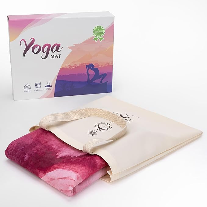 Travel Suede Yoga Mat 1.5mm Thick Non Slip Foldable Lightweigh Sweat Absorbent Exercise Mat for Hot Yoga Pilates Home Gym Outdoor, 72"L x 24"W, 3 lbs