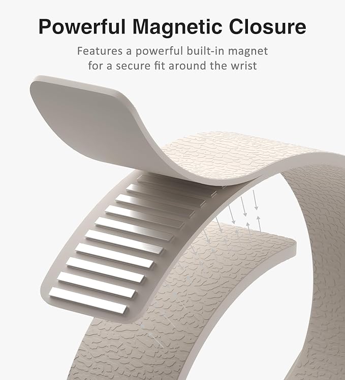 Magnetic Silicone Band Compatible with Apple Watch Band Ultra 3/2/1 & SE 3/2/1 & Series 11 10 9 8 7 6 5 4 3 49mm 46mm 45mm 44mm Strong Magnetic Clasp, Waterproof & Adjustable (Starlight)