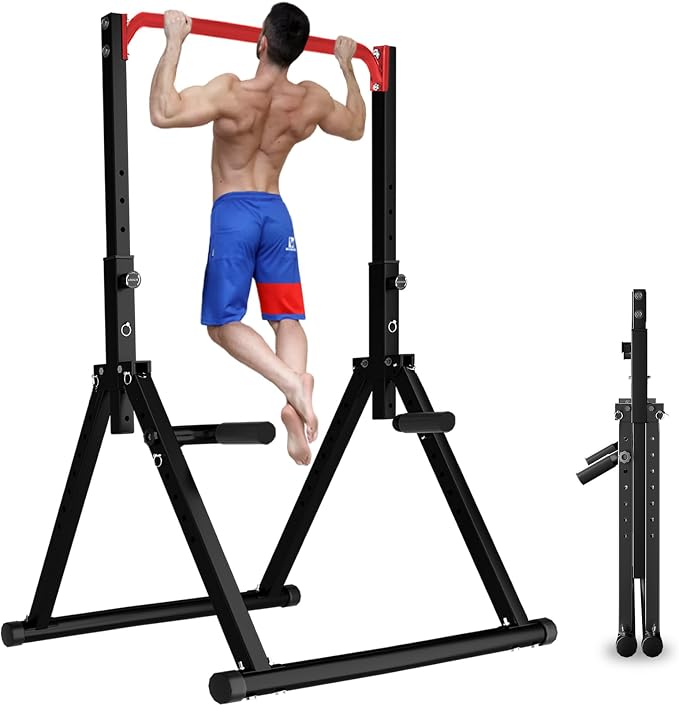 DOBESTS Power Tower Pull Up Bar Free Standing, Foldable Pull Up Station