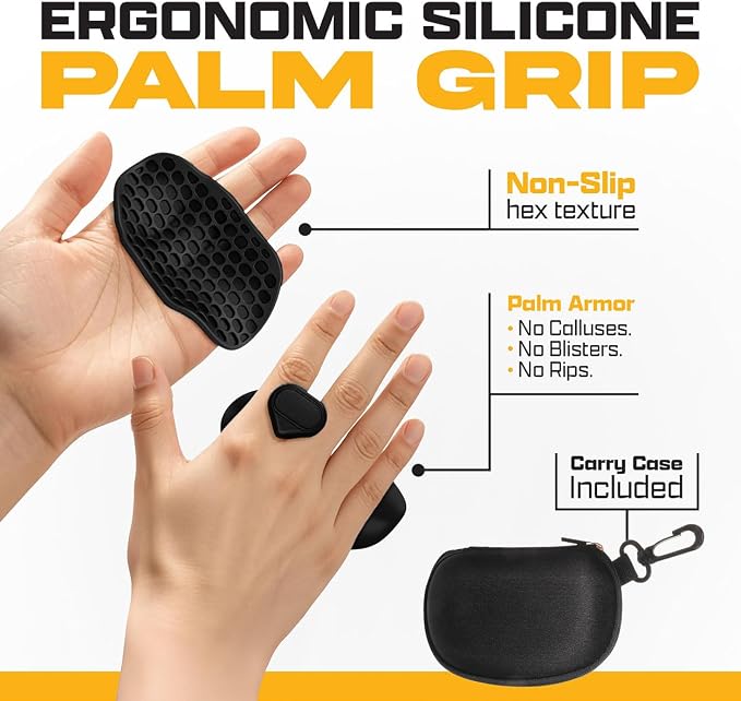 Workout Grips & Wrist Straps Set - Anti-Slip Silicone Hand Grips + Lifting Straps for Gym, Weightlifting, Pull-Ups, Deadlifts - Gloves Alternative (2 Grips + 2 Straps + Carry Case)
