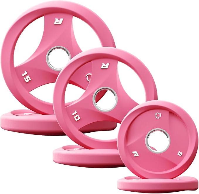 RitFit AURASPIN Olympic Grip Plates, Easy-Grip Curved Design for Home Gym | PU Coated with Curved Grip, Tri-Hole Design for Balanced Lifting, Olympic 2-Inch Bore for Home Gym