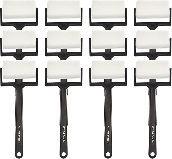 XDT 2.5Inch Foam Roller & Sponge Roller Set – 12 Pack Multi-Purpose Paint Rollers for Painting, Staining & Crafting Art Supplies, Mini Paint Roller for Young Artists