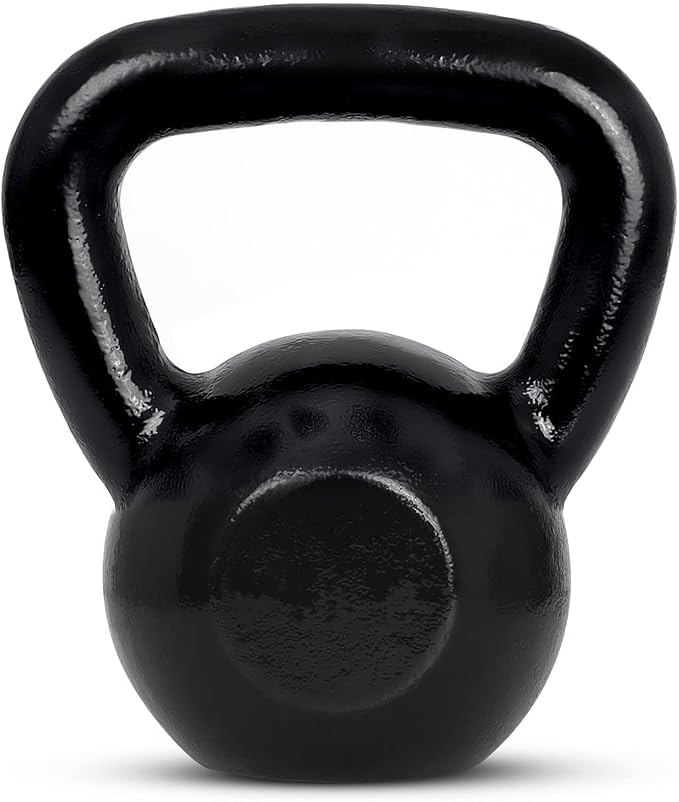 Amazon Basics Cast Iron Kettlebell for Strength Training, Textured Wide Handle, Black