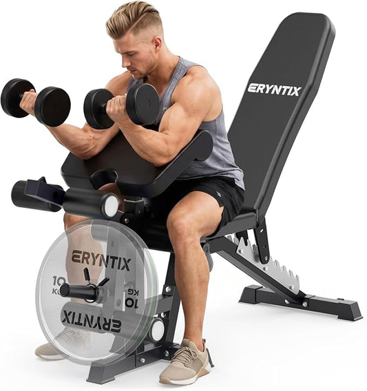 Adjustable Weight Bench,Foldable Pro Heavy-Duty Workout Bench | 1600LBS Bench Press 21-Position Multifunctional Weight Bench with Leg Extension,Iscc Plus Certified for Home Gym