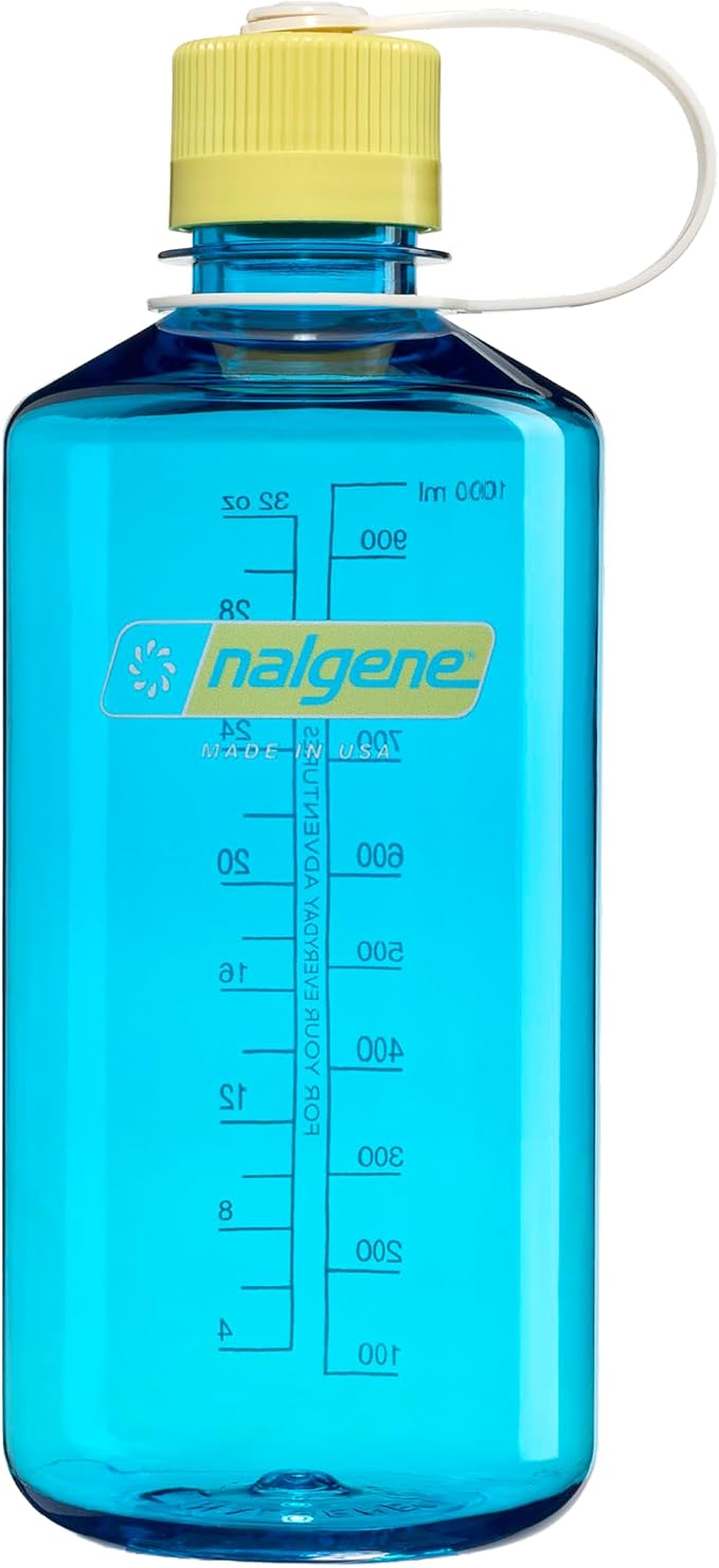 Nalgene 32 oz Narrow Mouth Water Bottle, Thrill & Motion, Blue Atoll w/Endive