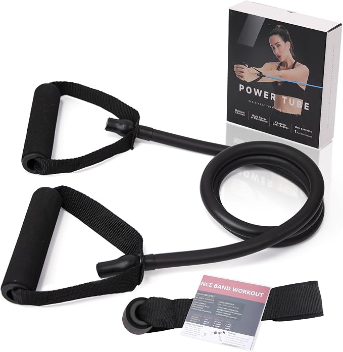 Resistance Bands with Handles and Door Anchor for Home Workouts | For women and men; includes a door anchor and simple guide for exercise, stretching, and home workouts.