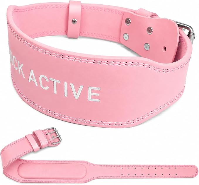 Weightlifting Belt - Pro Leather Belt for Powerlifting, Squats & Deadlifts, Lower Back Support with Adjustable Buckle for Men & Women