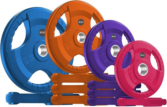 SPART 2-Inch Color Rubber Coated Olympic Grip Plate in Pairs or Single for Strength Training, Weightlifting and Bodybuilding, Solid Cast Iron Weight Plates for Barbell, 2.5LB/5LB/10LB/25LB/35LB/45LB, Two Years Warranty