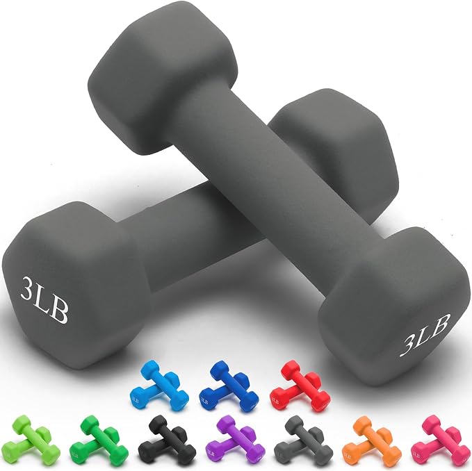 Portzon 8 Colors Options Compatible with Set of 2 Rubber Dumbbell Weight, 5-50 LB, Anti-Slip, Anti-roll, Hex Shape