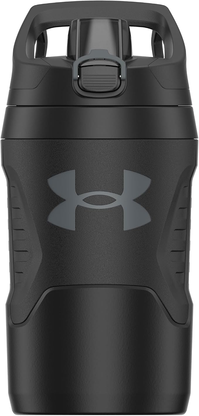 Under Armour 32 oz Insulated Water Bottles - Sports Water Jug with Fence Hook, Leak Resistant for Baseball, Football & More, 32 oz Insulated, Black/Black