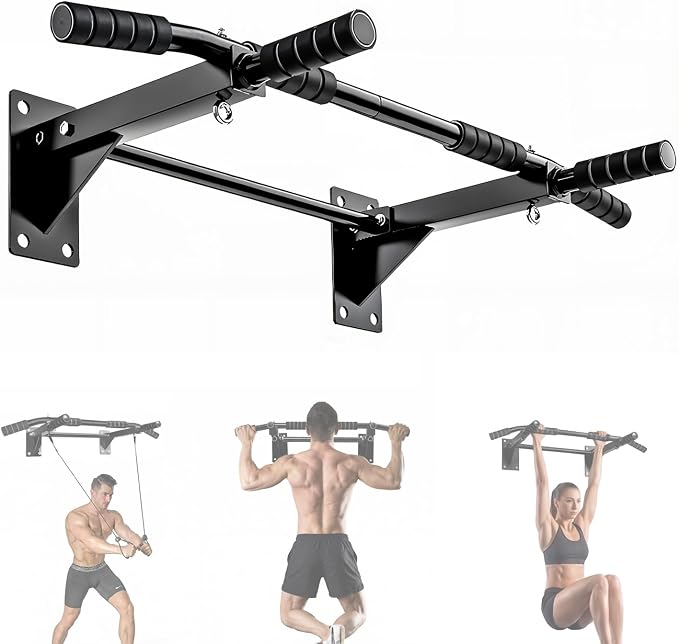 Pull Up Bar Wall Mounted - Multifunctional Wall Mounted Pull Up Bar for Home Gym