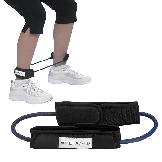 THERABAND Resistance Tubes, 12" Padded Cuffs, Blue, Extra Heavy, Level 4 | Durable, rubber. For home, travel, gym. Elastic, fitness, strength, training.