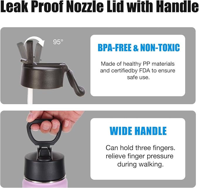 Volhoply 24oz Insulated Water Bottle With Straw Bulk 6 Pack,Metal Wide Mouth Water Bottles With Handle Keep Cold,Reusable Double Wall Cups,Powder Coated Sport Bottle For Holder(Lavender,6 Count)