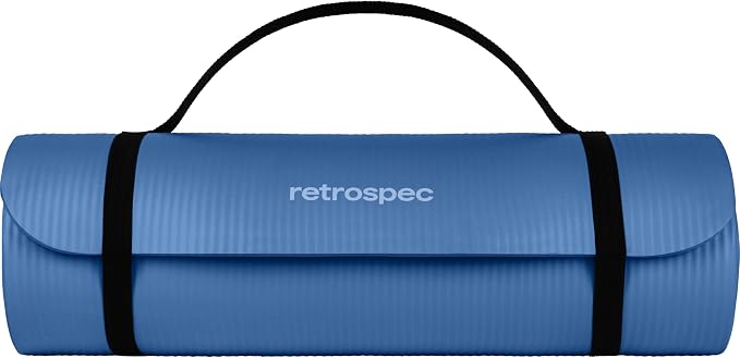 Retrospec Solana Yoga Mat Thick 1/2in Non-Slip Workout Mat with Nylon Strap - 72x24in Exercise Mat for Pilates, Stretching & Fitness - BPA Free, Easy Clean