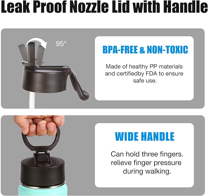 Volhoply 24oz Insulated Water Bottle with Straw Bulk 8 Pack,Metal Wide Mouth Water Bottles with Handle Lid Keep Cold,Reusable Double Wall Cups,Powder Coated Sport Bottle For Holder(Mint,8 Count)
