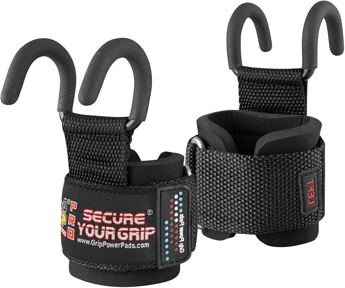 Weight Lifting Rod Hooks Heavy Duty Wrist Wraps Power Weight Lifting Training Gym Grips Straps Set of 2