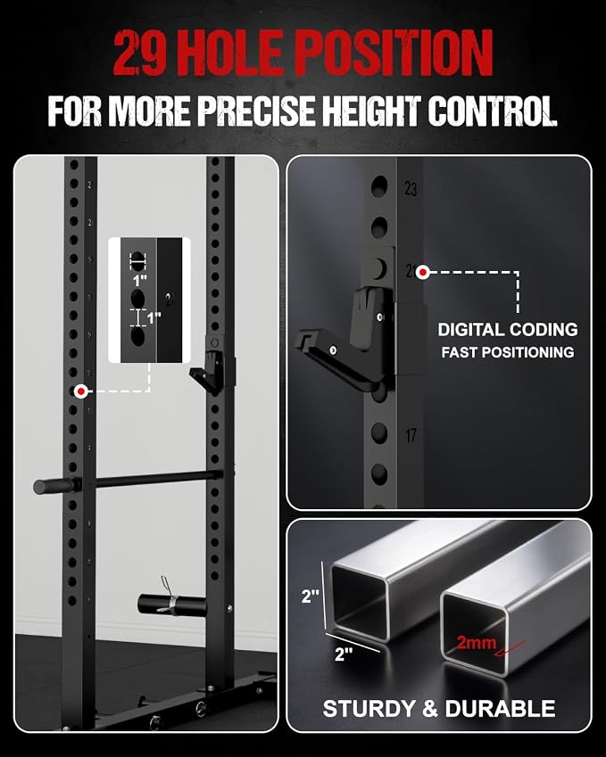 C1-V4 Power Cage, 2000LBS Squat Rack with LAT Pulldown, Multi-Function Weight Cage Strength Training Machine, Workout Cage with More Attachments for Home Gym Garage