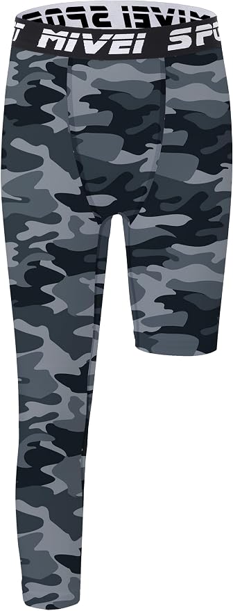 MIVEI One Leg Compression Tights Youth Boys Basketball Leg Sleeve | Kids Compression Pants Girls' Single Leg Tights 3/4 Leggings for Baseball Softball Soccer Running Football, Sports Base Layer
