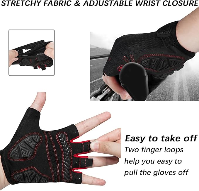 Cycling Gloves Bicycle Road Bike Gloves, Half Finger 5MM Gel | Biking Gloves for Men Women Gym workout exercise Motorcycle Hiking Rowing Outdoor Sports