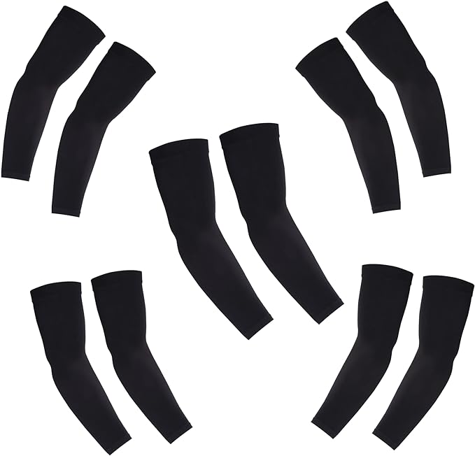 KUHNMARVIN 2 Pairs Arm Sleeves Compression UV Protection Cooling Sun Sleeves Tattoo Cover Up Basketball Arm Sleeves Football