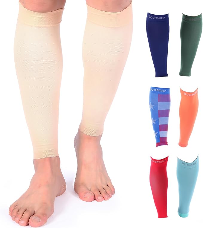 Doc Miller Compression Calf Sleeve for Men & Women, 20-30mmHg | Graduated Support for Running, Shin Splints, Calf Strain, Knee High, Small to 6XL Plus Size