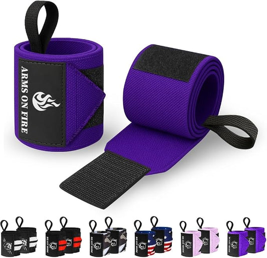 TECEUM Elastic Cotton Weightlifting Wrist Wraps with Thumb Loops, 1 Pair