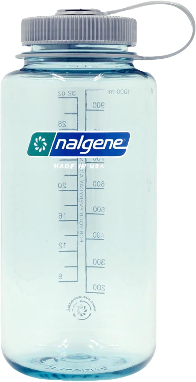 Nalgene 32 oz Wide Mouth Water Bottle, Seafoam | BPA-Free, Durable & Lightweight, Leak Proof, Dishwasher Safe, Large Reusable Plastic Bottle for Hiking, Gym, Work & Travel