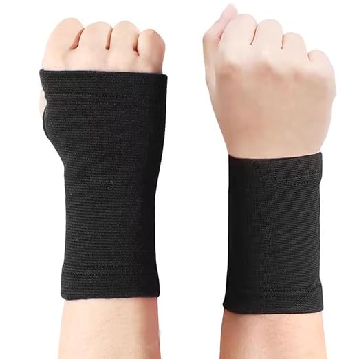 Palm Brace Wrist Support Sleeves, Everyday Use Wrist Brace, Compression Carpal Tunnel for Wrist Pain Relief, Fitness Gloves, Sports Glove, Wrist Brace for Men and Women (2 Pairs Black)
