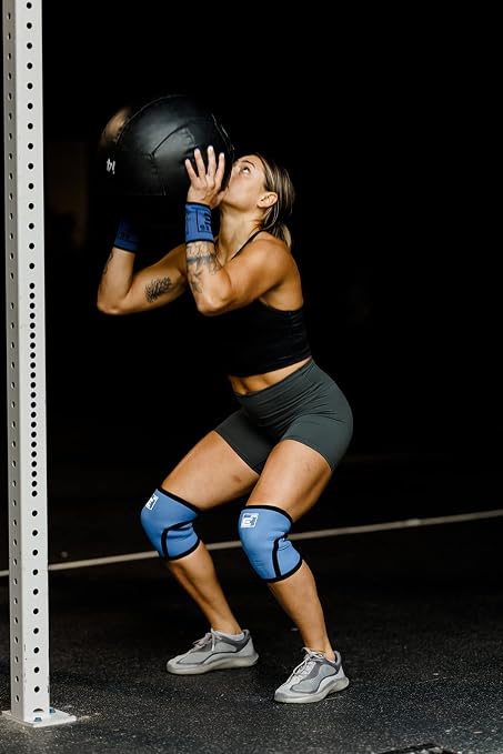 Element 26 Knee Sleeves for Weight Lifting with Gym Bag (L, Blue) | 6mm Neoprene Support for Powerlifting, CrossFitting, Squats, Deadlifts, 7mm Compression, Non-Slip, Men & Women, Sold As Pair