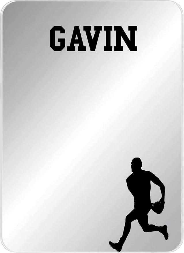 Personalized Sports Player Fan Team Club Locker Mirror Magnet – Back to School Decor, Colorful Magnetic Organizer Accessory for Gym, Home, Office & Refrigerator (Rugby)