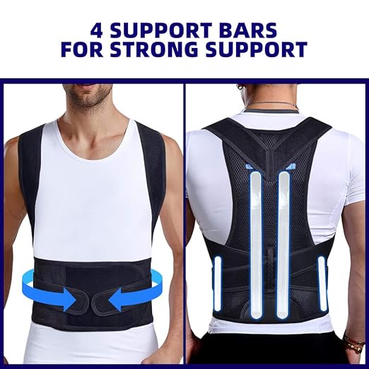 Upgraded Posture Corrector Back Brace for Men and Women, New Version Lumbar Support for Posture Improving and Pain Relief, Full Back Support for Neck, Shoulder, Waist Pain, XL