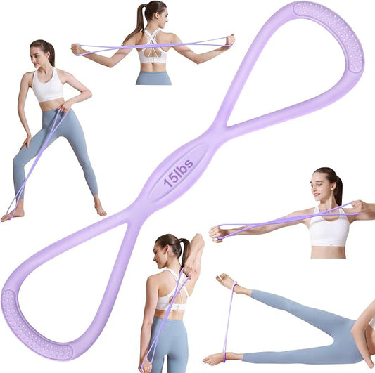 Figure 8 Resistance Band: Resistance Bands with Handles for Working Out - 8 Shaped Resistance Bands for Women - Exercise Bands for Arms - Fullbody Yoga Pulling Rope