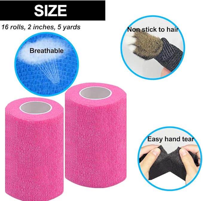 Self Adhesive Bandage Wrap, 3 Inches, 12 Pack | Beige Elastic Cohesive Bandage for Sports,Wrist,Ankle,Vet Wrap,Grip Tape